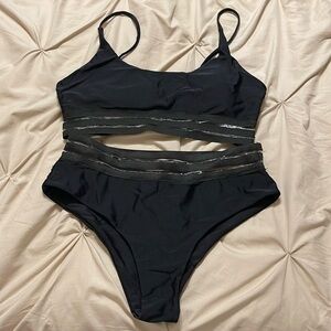 Black high mid waisted bikini. Size medium.